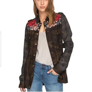 Johnny Was Workshop Mica floral camouflage military jacket size‎ XS
